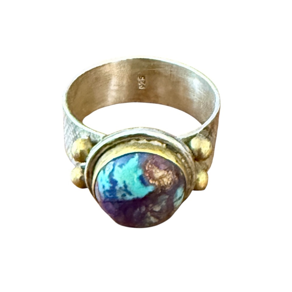 Y2K Vintage Mojave Turquoise Sterling Silver Ring, Boho/Southwestern, New, Sz 7
